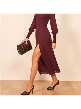 Goodtime USA Womens Long Sleeve Crew Neck Back Zip Asymmetrical Maxi  Dress